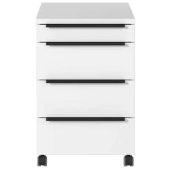 Wohnen Rollcontainer*Weißer Büro Rollcontainer mit Metallgriffen - Sparkle