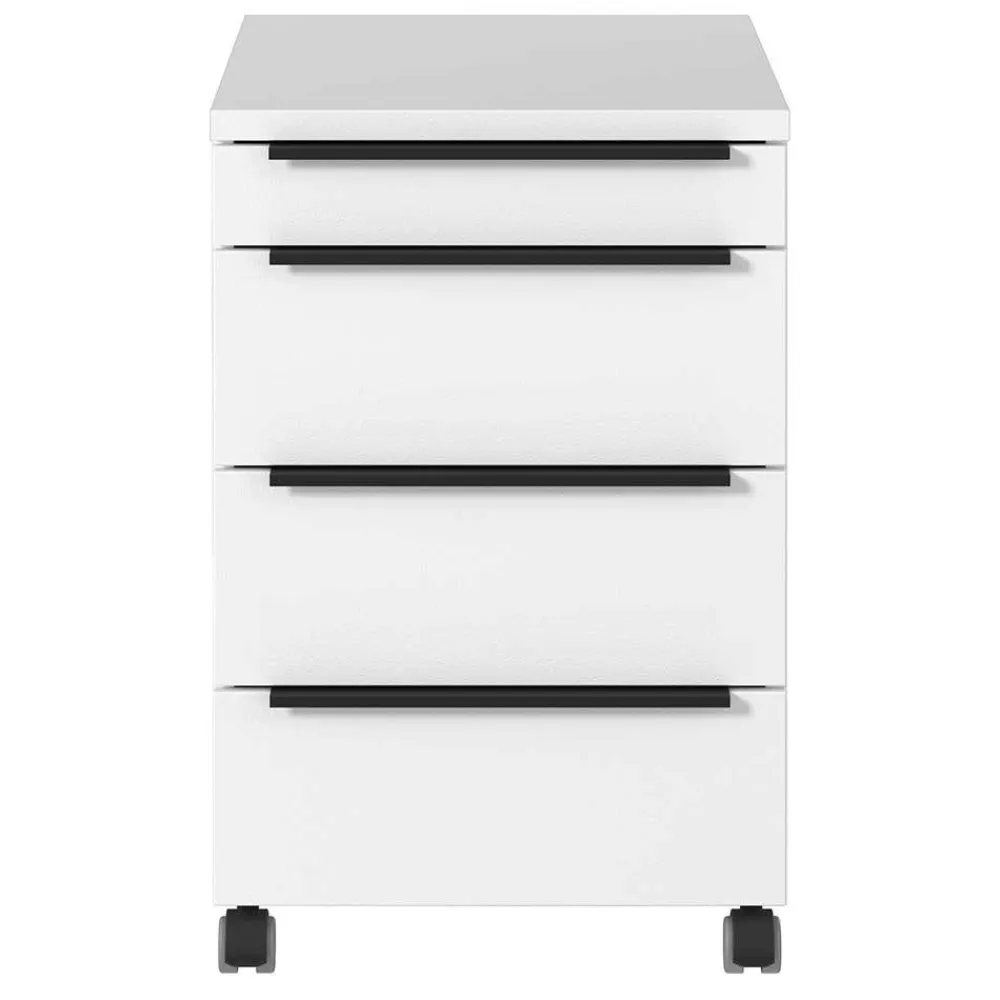 Wohnen Rollcontainer*Weißer Büro Rollcontainer mit Metallgriffen - Sparkle