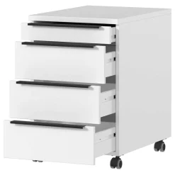 Wohnen Rollcontainer*Weißer Büro Rollcontainer mit Metallgriffen - Sparkle