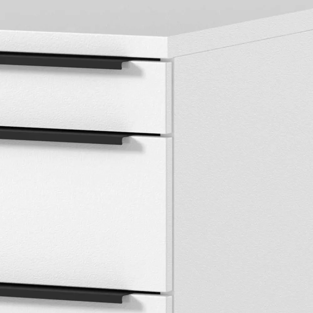 Wohnen Rollcontainer*Weißer Büro Rollcontainer mit Metallgriffen - Sparkle