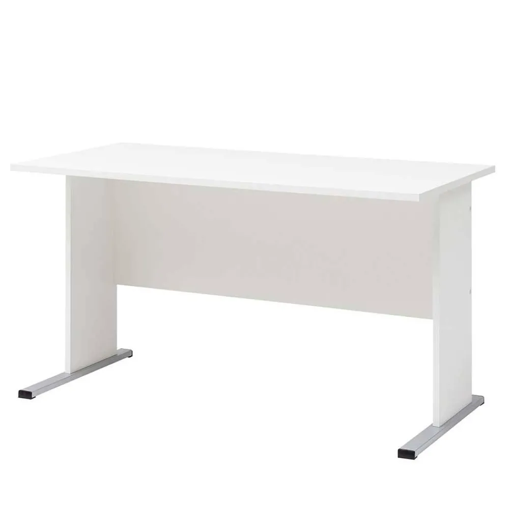 Wohnen Bürotische*Weißer Bürotisch mit Knieraumblende - Radiassu