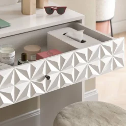 Wohnen Weiße Möbel|Schminktische*Weißer Design-Schminktisch mit Spiegel - Ustabo