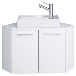 Wohnen Weißer Eckwaschtisch mit Metallgriffen - Graving