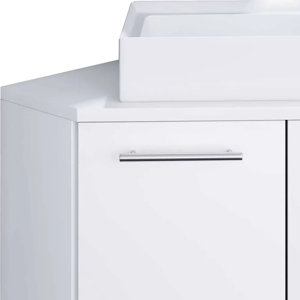 Wohnen Weißer Eckwaschtisch mit Metallgriffen - Graving