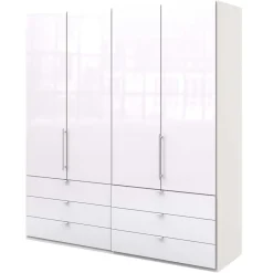 Wohnen Jugendzimmerschränke*Weißer Falttüren Kleiderschrank glasbeschichtet - Dolienca