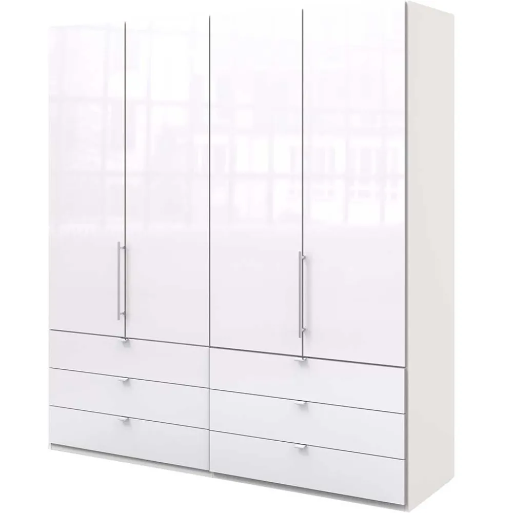 Wohnen Jugendzimmerschränke*Weißer Falttüren Kleiderschrank glasbeschichtet - Dolienca