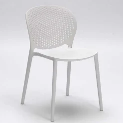 Wohnen Weißer Gartenstuhl aus Kunststoff Fanovic stapelbar (4er Set)