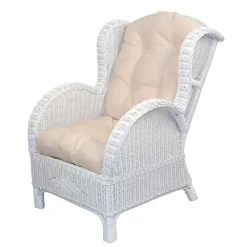 Wohnen Rattanmöbel|Sessel & Hocker*Weißer Geflechtsessel & Fußhocker - Ipolas (zweiteilig)