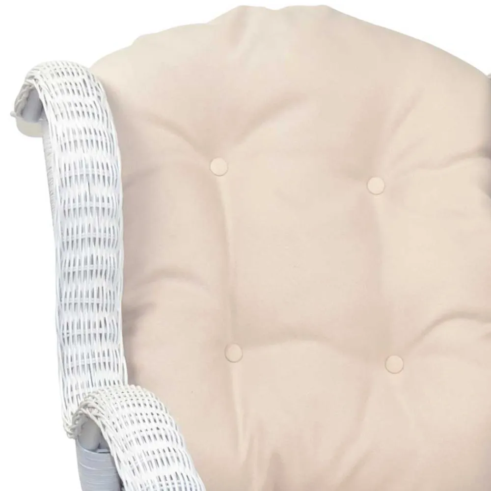 Wohnen Rattanmöbel|Sessel & Hocker*Weißer Geflechtsessel & Fußhocker - Ipolas (zweiteilig)