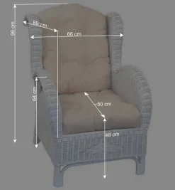 Wohnen Rattanmöbel|Sessel & Hocker*Weißer Geflechtsessel & Fußhocker - Ipolas (zweiteilig)