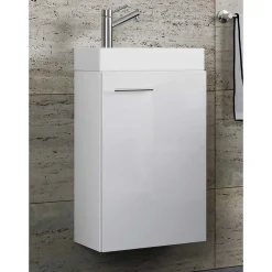 Wohnen Waschtisch|Waschbeckenunterschränke*Weißer Gästewaschtisch für Wandmontage - Vulcanos