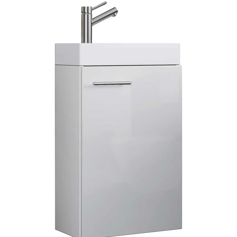 Wohnen Waschtisch|Waschbeckenunterschränke*Weißer Gästewaschtisch für Wandmontage - Vulcanos