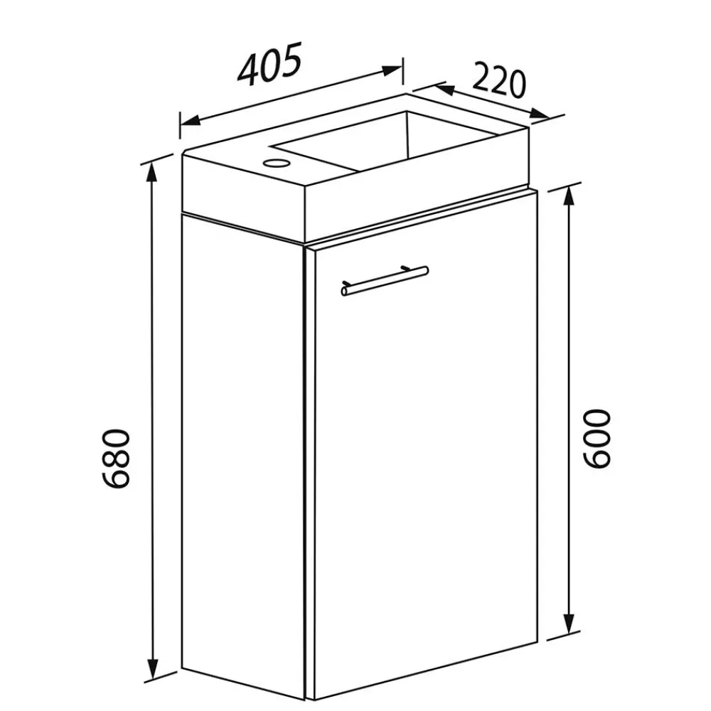 Wohnen Waschtisch|Waschbeckenunterschränke*Weißer Gästewaschtisch für Wandmontage - Vulcanos