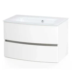 Wohnen Weißer Hänge-Waschtisch mit zwei Schubladen - Mesciria