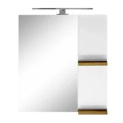 Wohnen Weißer Hochglanz Badspiegel mit 2 Ablagen - Vauflos