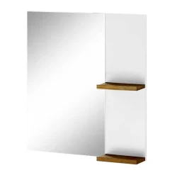 Wohnen Weißer Hochglanz Badspiegel mit 2 Ablagen - Vauflos