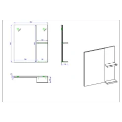 Wohnen Weißer Hochglanz Badspiegel mit 2 Ablagen - Vauflos