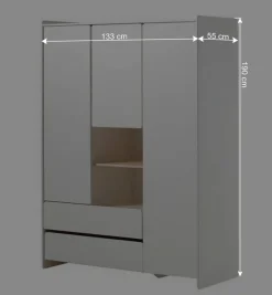 Wohnen Kindermöbel|Kinderkleiderschränke*Weißer Kinder Kleiderschrank 3-türig & 2 Fächer - Mauricia I