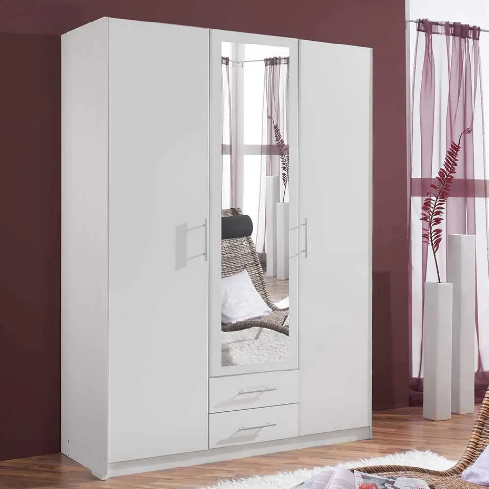 Wohnen Jugendzimmerschränke*Weißer Kleiderschrank mit zwei Schubladen & drei Türen - Catrizia