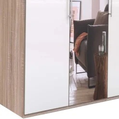 Wohnen Weißer Kleiderschrank mit Spiegel mittig - Bosays