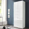 Wohnen Jugendzimmerschränke*Weißer Kombi-Kleiderschrank mit Glasfront - Rocca