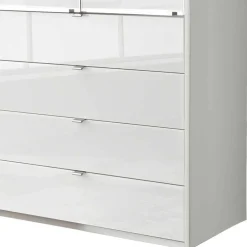 Wohnen Jugendzimmerschränke*Weißer Kombi-Kleiderschrank mit Glasfront - Rocca