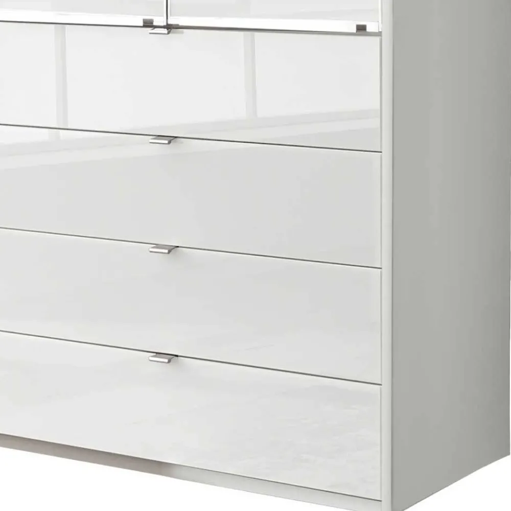 Wohnen Jugendzimmerschränke*Weißer Kombi-Kleiderschrank mit Glasfront - Rocca