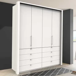Wohnen Jugendzimmerschränke*Weißer Kombi-Kleiderschrank mit acht Schubladen - Donpiave
