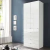Wohnen Weißer Kombi-Schlafzimmerschrank mit Glasfront - Rocca