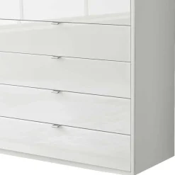 Wohnen Weißer Kombi-Schlafzimmerschrank mit Glasfront - Rocca