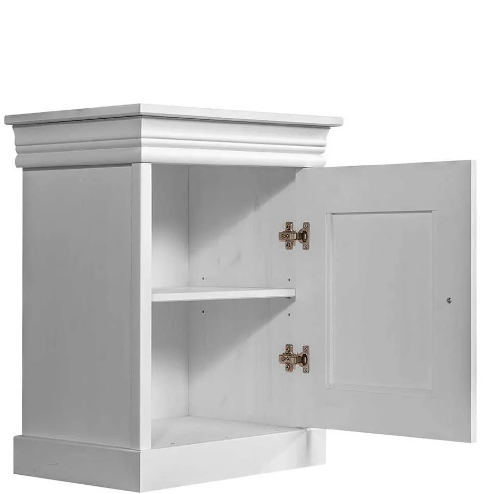 Wohnen Nachttische*Weißer Landhaus Nachtschrank 1-türig - Presto