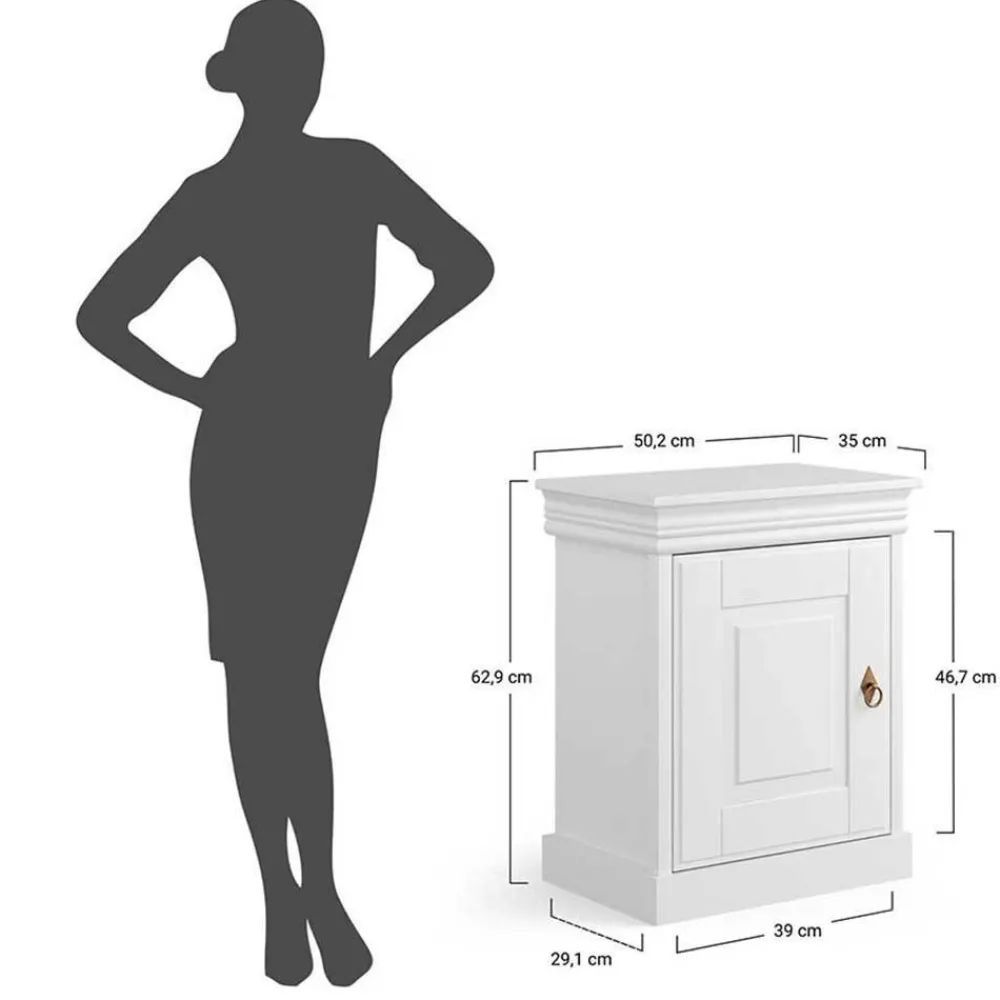 Wohnen Nachttische*Weißer Landhaus Nachtschrank 1-türig - Presto