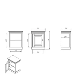 Wohnen Nachttische*Weißer Landhaus Nachtschrank 1-türig - Presto