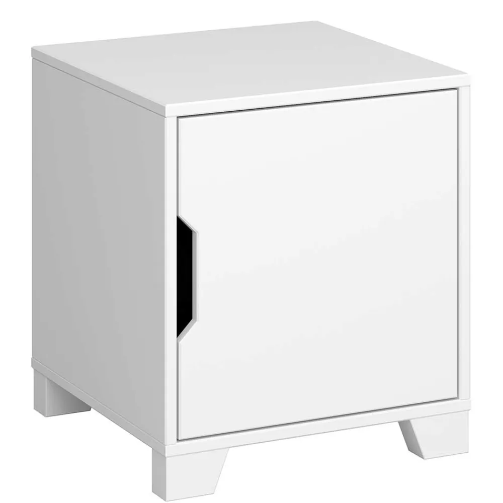 Wohnen Weißer Nachtschrank im Skandi Design - Naidlas