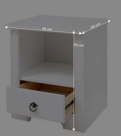 Wohnen Kommoden|Nachttische*Weißer Nachttisch mit großem Fach - Velriva
