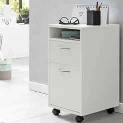 Wohnen Rollcontainer*Weißer Rollcontainer mit Fach & 2 Schubladen - Hank