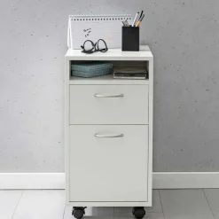Wohnen Rollcontainer*Weißer Rollcontainer mit Fach & 2 Schubladen - Hank