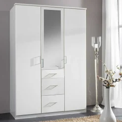 Wohnen Weißer Schlafzimmer Kleiderschrank mit Spiegel - Cador