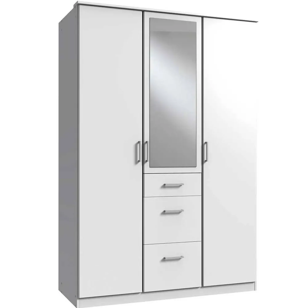 Wohnen Weißer Schlafzimmer Kleiderschrank mit Spiegel - Cador
