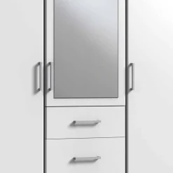 Wohnen Weißer Schlafzimmer Kleiderschrank mit Spiegel - Cador