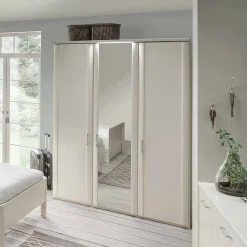 Wohnen Glasmöbel|Schränke*Weißer Schlafzimmerschrank Ronis mit drei Türen