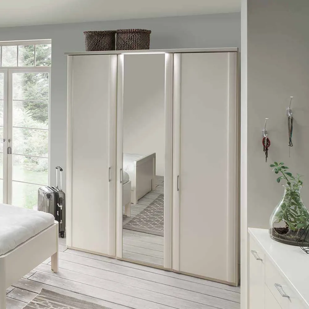 Wohnen Glasmöbel|Schränke*Weißer Schlafzimmerschrank Ronis mit drei Türen