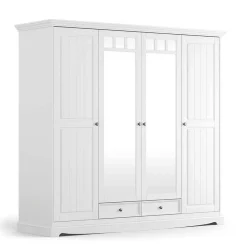 Wohnen Massivholzmöbel|Glasmöbel*Weißer Schlafzimmerschrank im Landhausstil - Indico