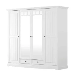 Wohnen Massivholzmöbel|Glasmöbel*Weißer Schlafzimmerschrank im Landhausstil - Indico