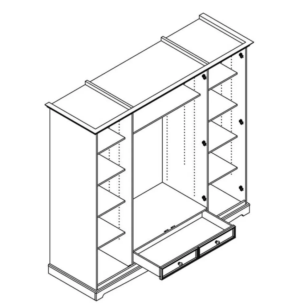 Wohnen Massivholzmöbel|Glasmöbel*Weißer Schlafzimmerschrank im Landhausstil - Indico