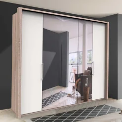 Wohnen Kleiderschränke|Kleiderschränke*Weißer Schlafzimmer-Schrank mit Spiegeln - Vaclyn