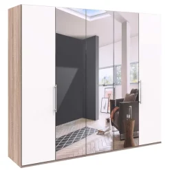 Wohnen Kleiderschränke|Kleiderschränke*Weißer Schlafzimmer-Schrank mit Spiegeln - Vaclyn