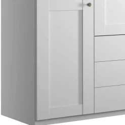 Wohnen Kleiderschränke|Kleiderschränke*Weißer Schlafzimmerschrank 4-türig & 3 Schubladen - Flinn I