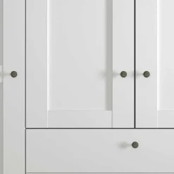Wohnen Kleiderschränke|Kleiderschränke*Weißer Schlafzimmerschrank 4-türig & 3 Schubladen - Flinn I