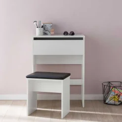 Wohnen Weißer Schminktisch & Hocker - Toprino (zweiteilig)